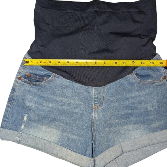 HOFISH Over the Belly Maternity Shorts Size L โ Comfy Stretch Cotton with Pocket - Picture 6 of 8